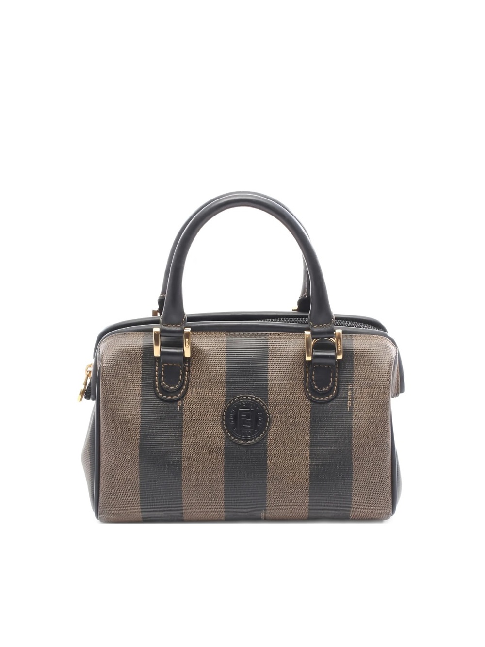 Fendi Black and Brown Striped with Gold Hardware vintage handbag
